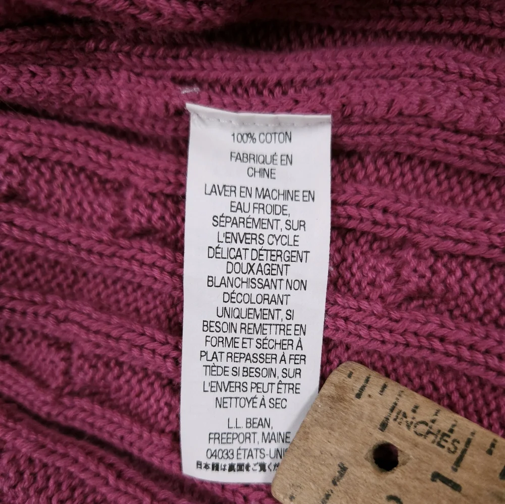 L.L. Bean Raspberry Cable Knit Cardigan - Picture 12 of 15